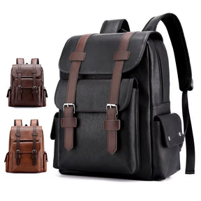 2023 Men Backpack PU Leather Bagpack Large Laptop Backpacks Male Mochilas Black Schoolbag for Teenagers Boys Brown Sac a Dos