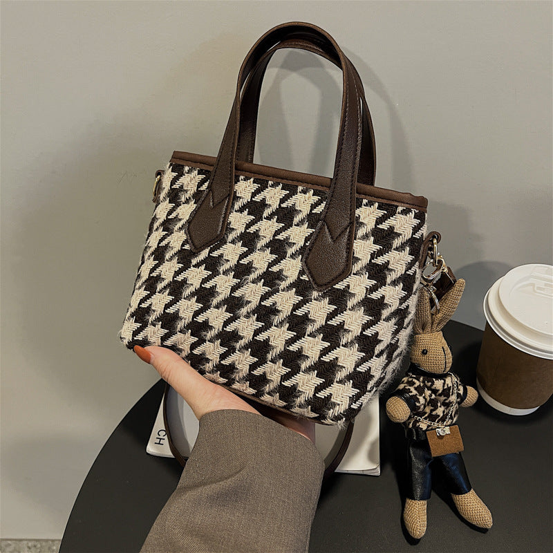 Fashion Houndstooth Shoulder Bags Portable Checkerboard Handbags