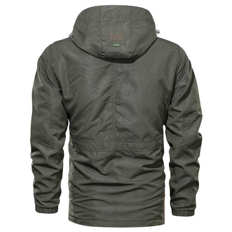 Cross-border AliExpress jacket men's mid-length casual outdoor hooded
