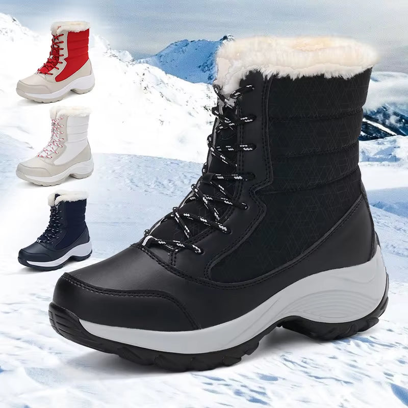 Ankel Boots for Women Winter Outdoor Warm Snow Boots Chunky Platform Waterproof Non-Slip Warm Shoes Woman Boots plus Size Casual