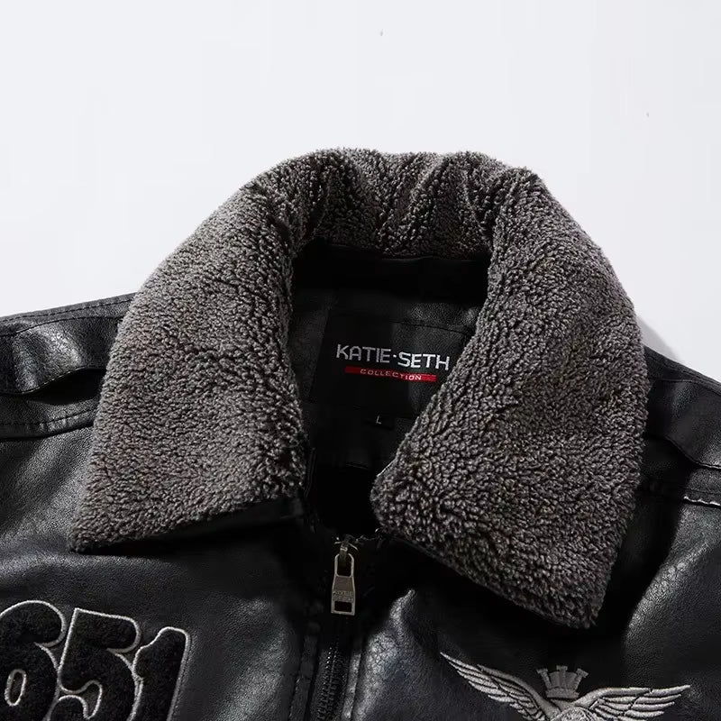 Men Autumn Jacket Workbiker Zipper Motorcycle Faux Fur Coat Male Fleece Pilot Vintage Black Brown Pu Leather Jacket Winter