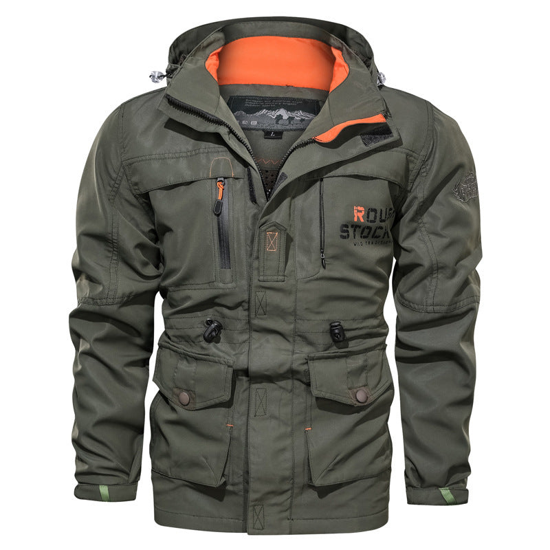 Cross-border AliExpress jacket men's mid-length casual outdoor hooded