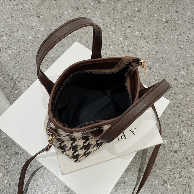 Fashion Houndstooth Shoulder Bags Portable Checkerboard Handbags