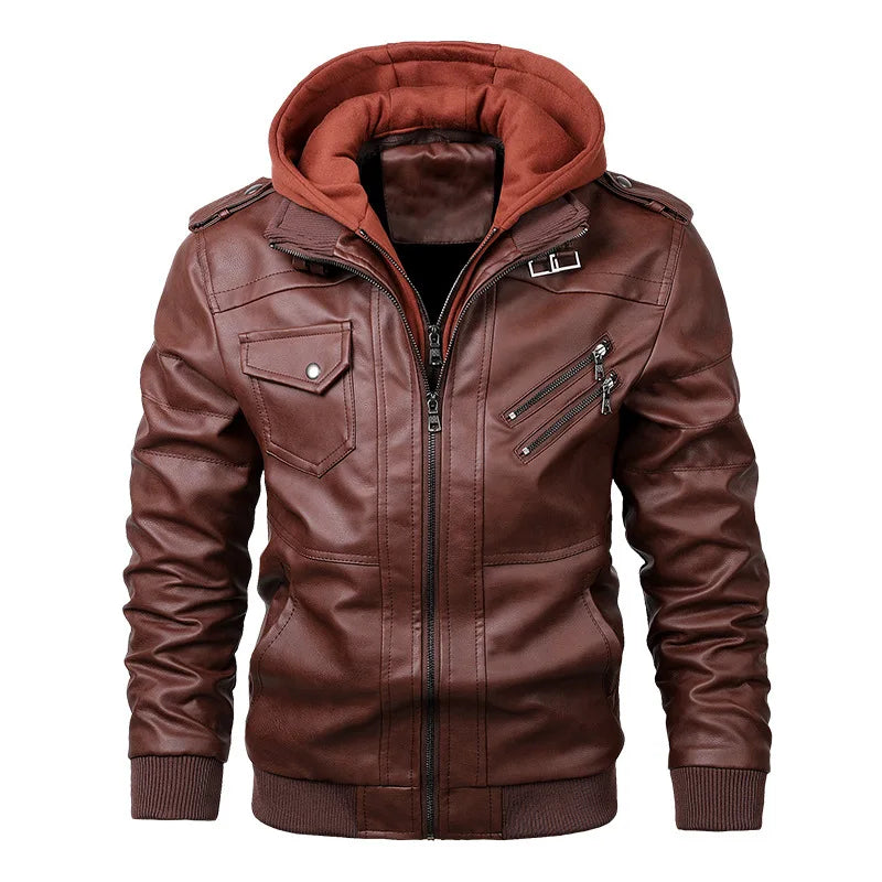 KB New Men'S Leather Jackets Autumn Casual Motorcycle PU Jacket Biker Leather Coats Brand Clothing EU Size SA722