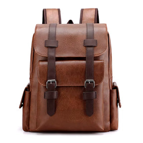 2023 Men Backpack PU Leather Bagpack Large Laptop Backpacks Male Mochilas Black Schoolbag for Teenagers Boys Brown Sac a Dos