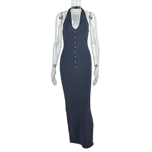 Sexy Backless Slim Fit One Step Hip Dress V neck Length Dress Women