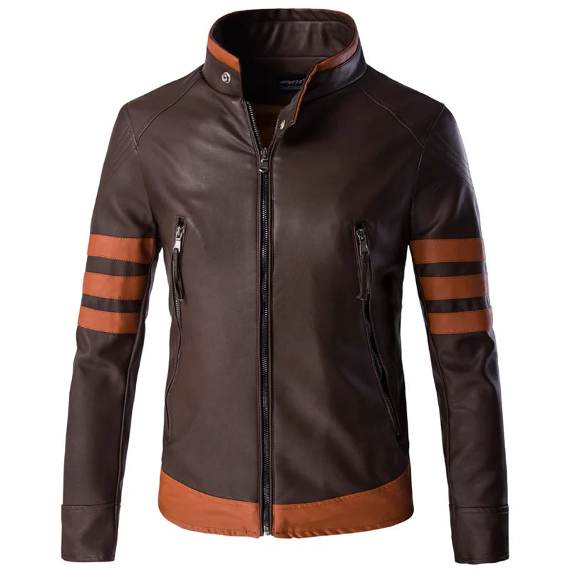 High-End Brand Men'S Zipper Leather Jacket Wolverine Casual PU Leather Locomotive Coat Logan Bomber Jacket Slim Coats Size M-5XL