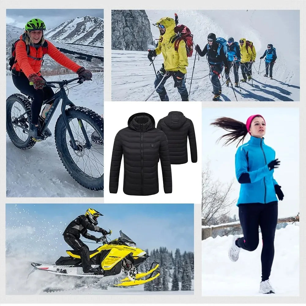 21 Areas Heated Jacket Men Warm Vest USB Self Heating Jacket Women Heated Coat Ski Camping Hiking Winter Cotton Clothes Washed