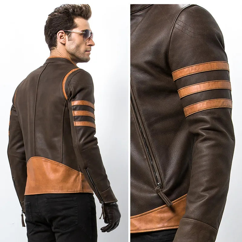 High-End Brand Men'S Zipper Leather Jacket Wolverine Casual PU Leather Locomotive Coat Logan Bomber Jacket Slim Coats Size M-5XL