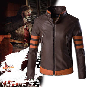 High-End Brand Men'S Zipper Leather Jacket Wolverine Casual PU Leather Locomotive Coat Logan Bomber Jacket Slim Coats Size M-5XL