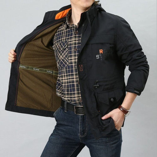 Cross-border AliExpress jacket men's mid-length casual outdoor hooded