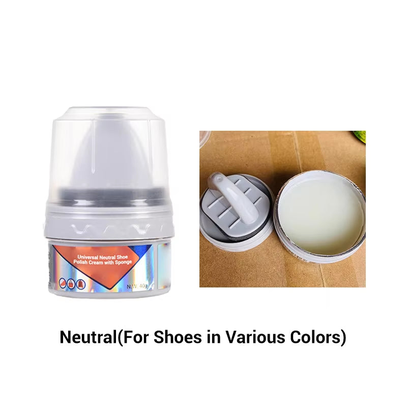 Universal Neutral Shoe Polish Cream with Sponge Leather Polish Cream Maintenance Oil Multipurpose Colorless Paste Shoe Shining