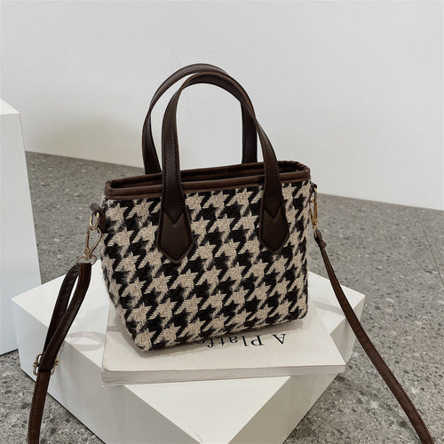 Fashion Houndstooth Shoulder Bags Portable Checkerboard Handbags