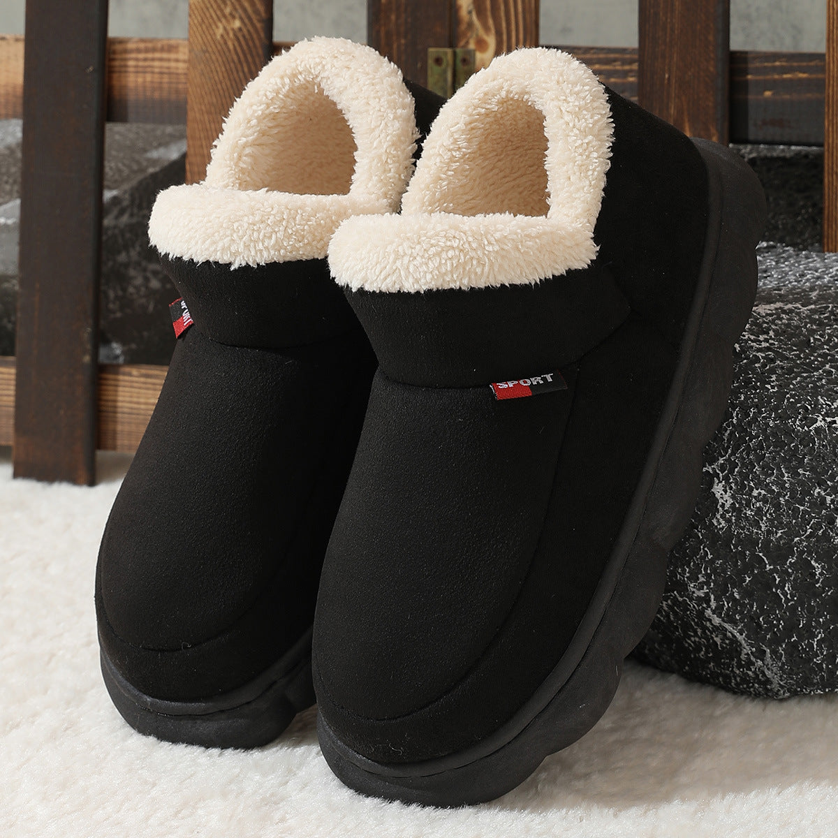 Winter Plush Cotton Shoes Women Men Warm Suede House Shoes For Parents