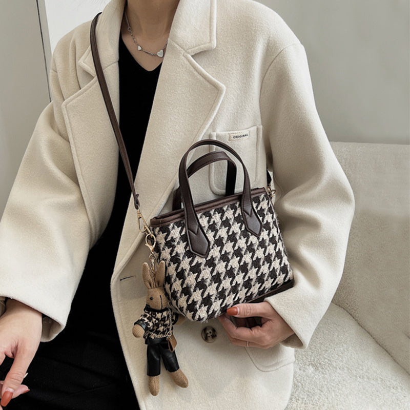 Fashion Houndstooth Shoulder Bags Portable Checkerboard Handbags