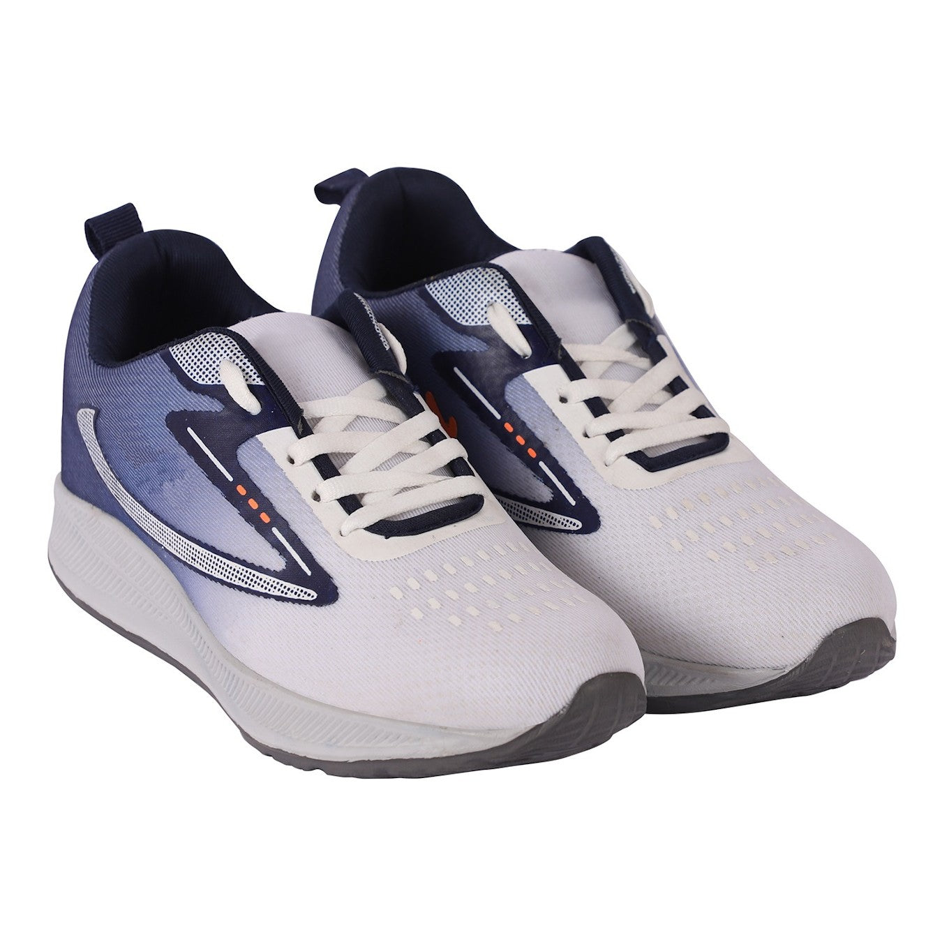 Men Lace Up Running Shoes, White & Blue (Size-8 UK)